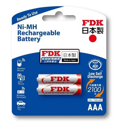 FDK 4號2入低自放電鎳氫電池(750mAh) HR-4UTFA-2