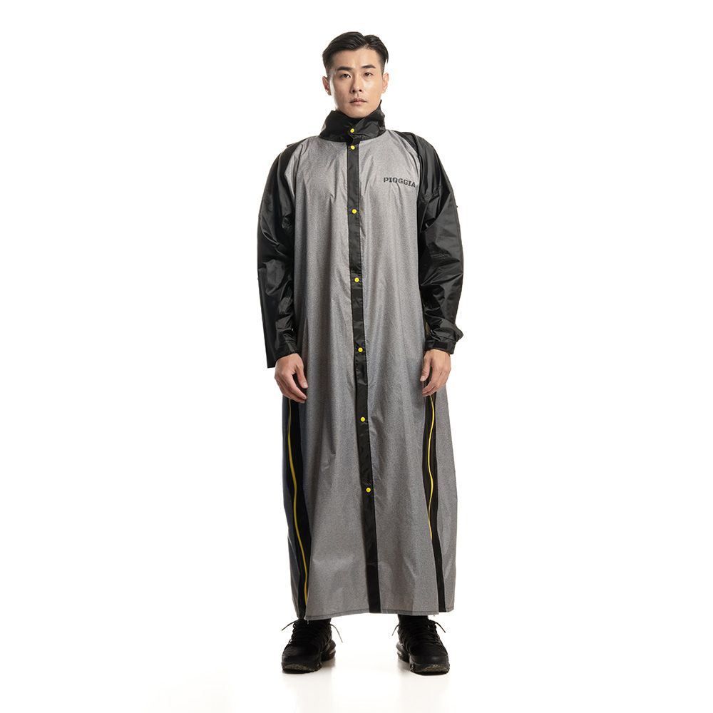 R2義式側拉鏈雨衣2XL~4XL-黑