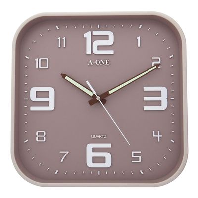 (灰/紫) TG-0340夜光數字方形掛鐘