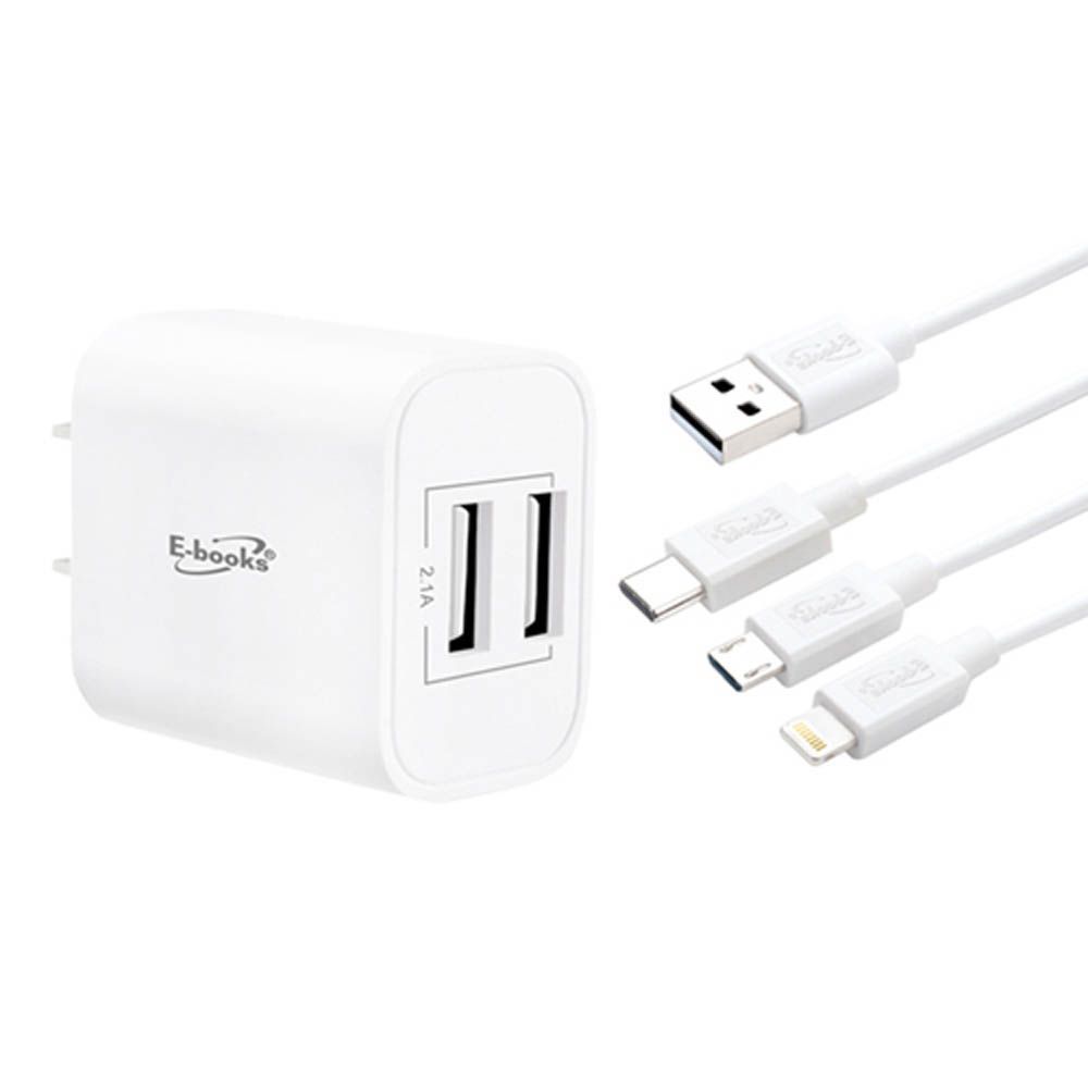E-books  B66 雙孔USB充電組-附三合一線