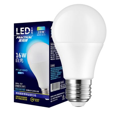實用牌16W大廣角LED燈泡(白光) 730985