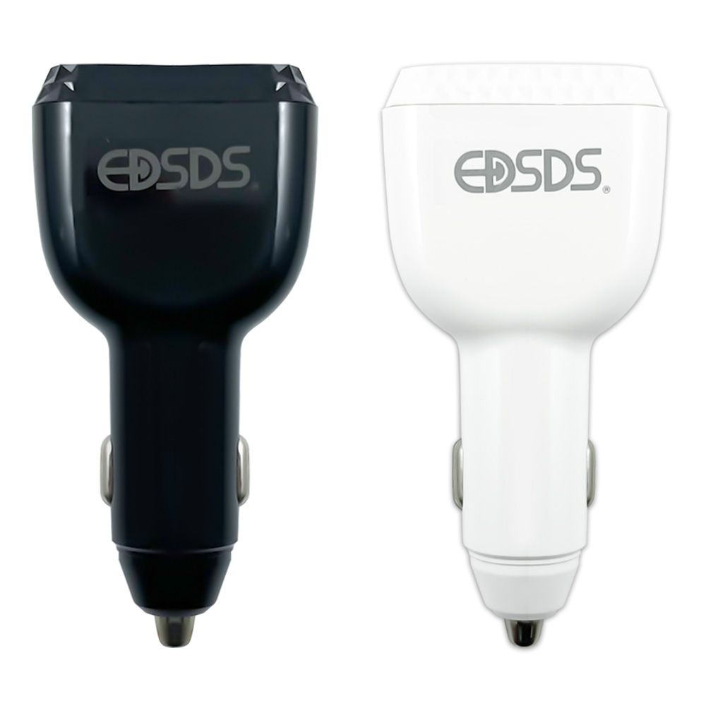 3孔車用快速充電器(黑/白色) EDS-USB140
