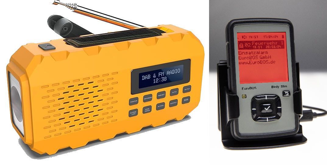 Digitale Meldeempfänger EuroBOS SLIM mit kostenfreien Kurbelradios