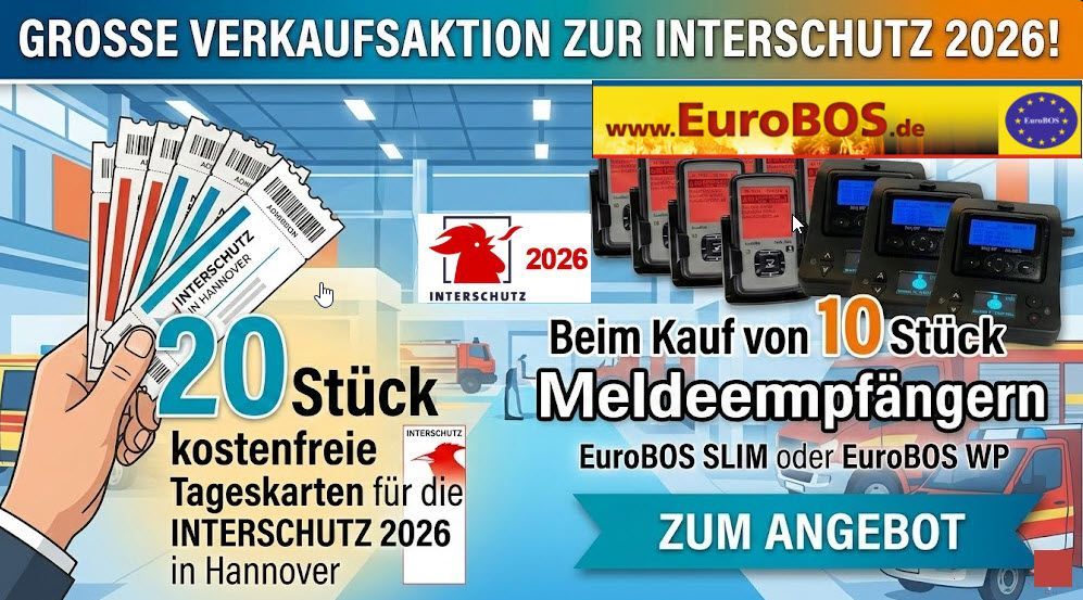 20 Stück kostenfreie Tageskarten für die Interschutz 2026 bei Kauf von 10 Stück EuroBOS SLIM 20 Stück kostenfreie Tageskarten für die Interschutz 2026 bei Kauf von 10 Stück EuroBOS SLIM
