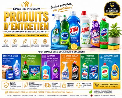 Produits Entretien, Adoucissant, Lessive, Hygiène..
