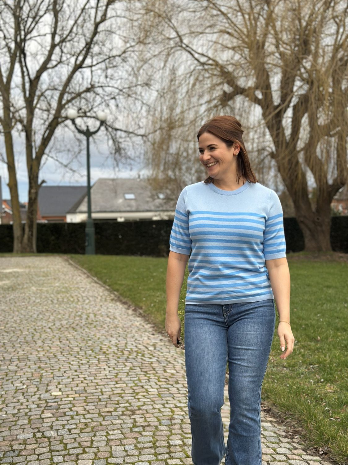 Lizza striped knit blue