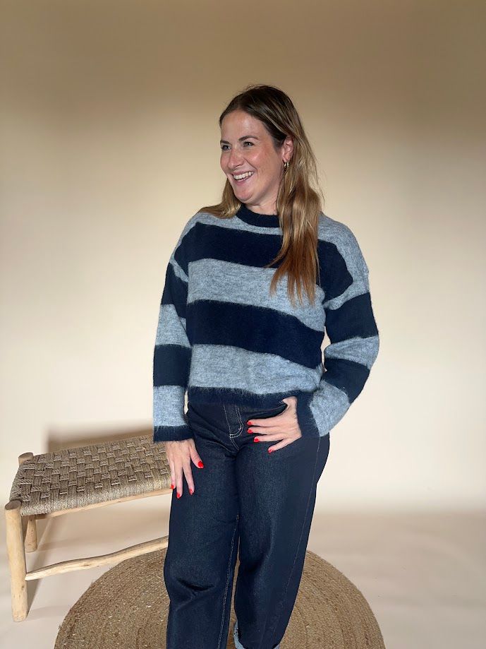 Tayzie pullover blauw grijs