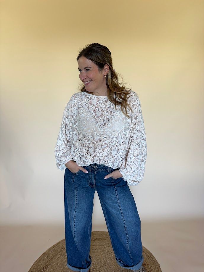 Mara lace blouse beige
