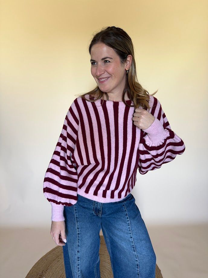 Liv striped pullover roze