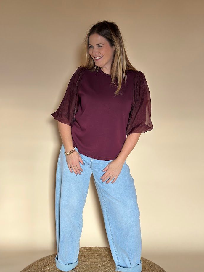 Marigold puff tee bordeaux