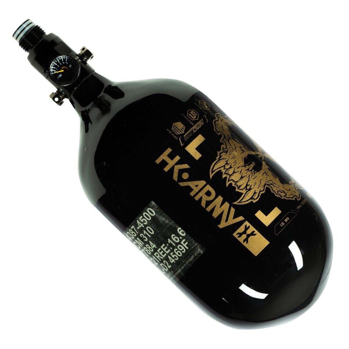 HK Army Compressed Air Tank Extra Lite 68 / 4500 - Doom Black/ Gold