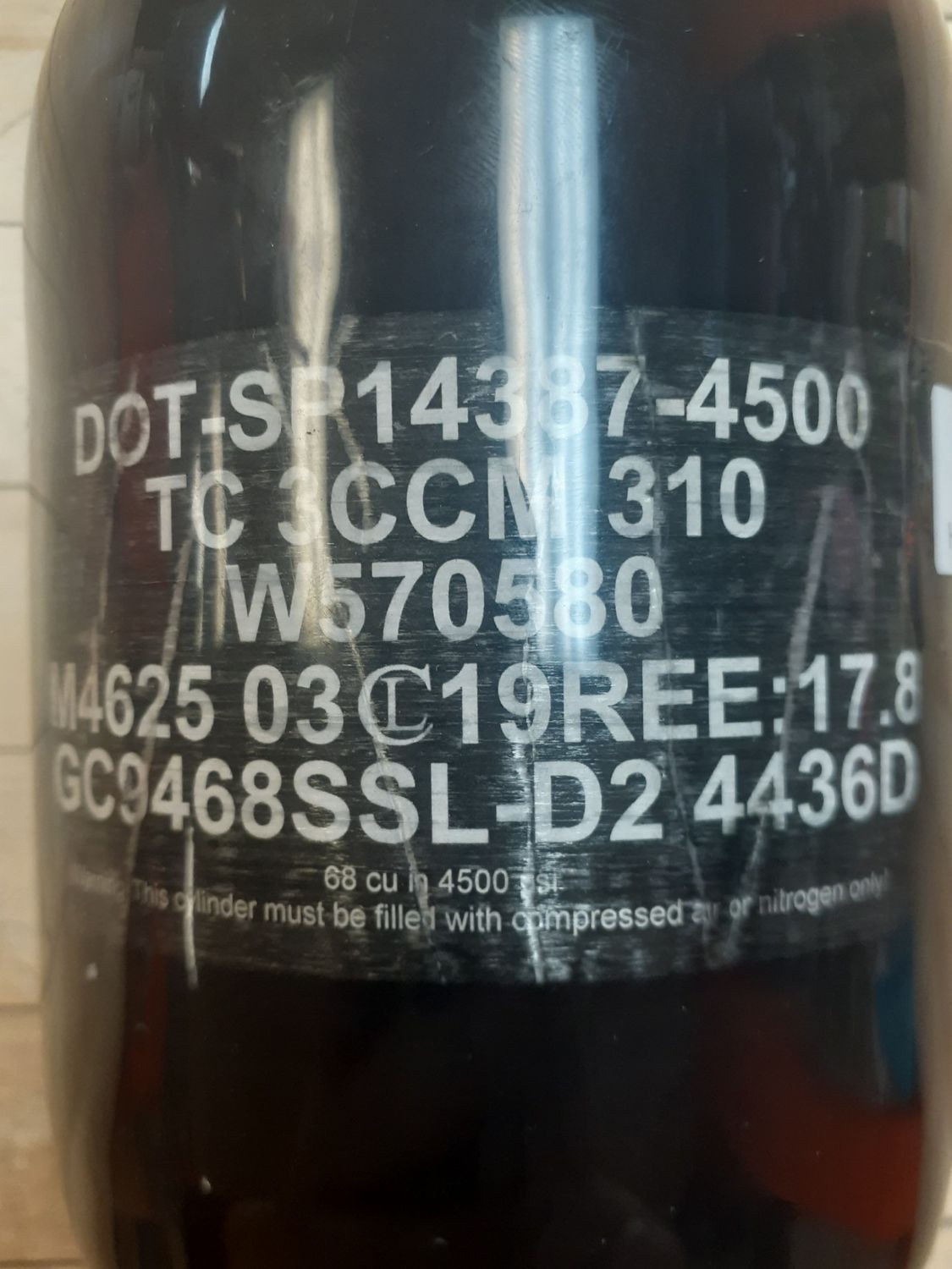 Pre Owned Ninja SL2 68/ 4500 Compressed Air Tank