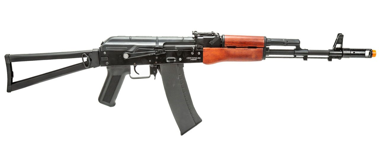 Lancer Tactical AK-74N AEG Airsoft Rifle w/ Skeleton Folding Stock (Real Wood)