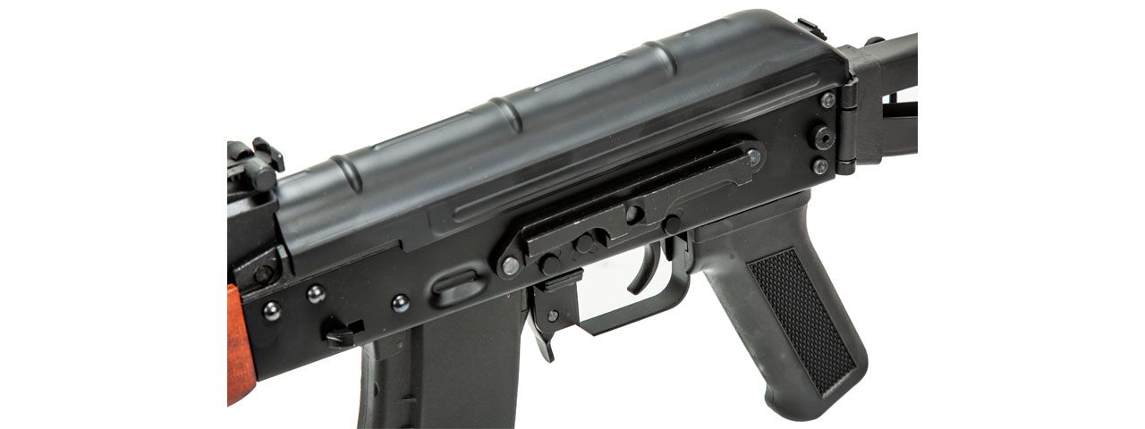 Lancer Tactical AK-74N AEG Airsoft Rifle w/ Skeleton Folding Stock (Real Wood)