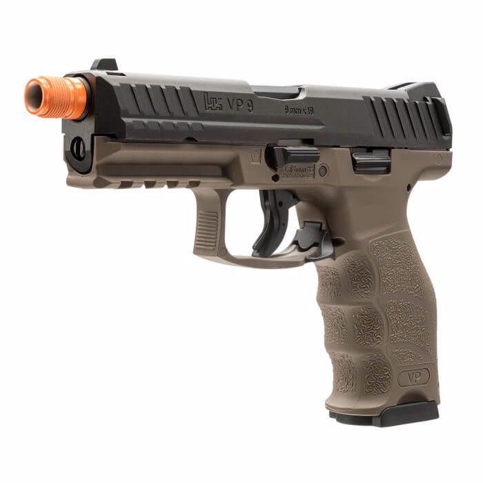 Heckler and Koch VP9 GBB Powered Blowback Airsoft Pistol - FDE / Black
