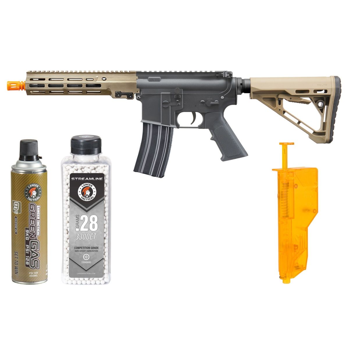 Classic Army URGI MK16 MWS 10" GBBR Gas Blowback Airsoft Rifle - (Tan) - STARTER BUNDLE
