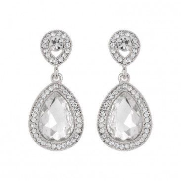 Silver Glass Stone Post Earrings EQ182RCL