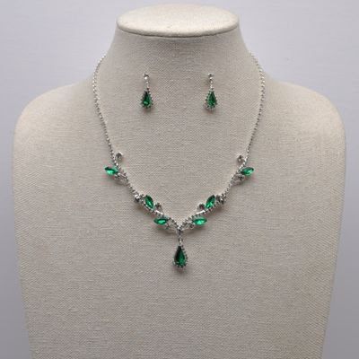 CR20040S18S EMERALD  SILVER SET