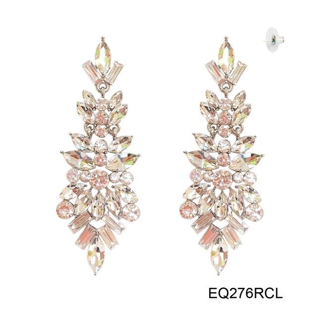 Silver Clear Glass Stone Earrings