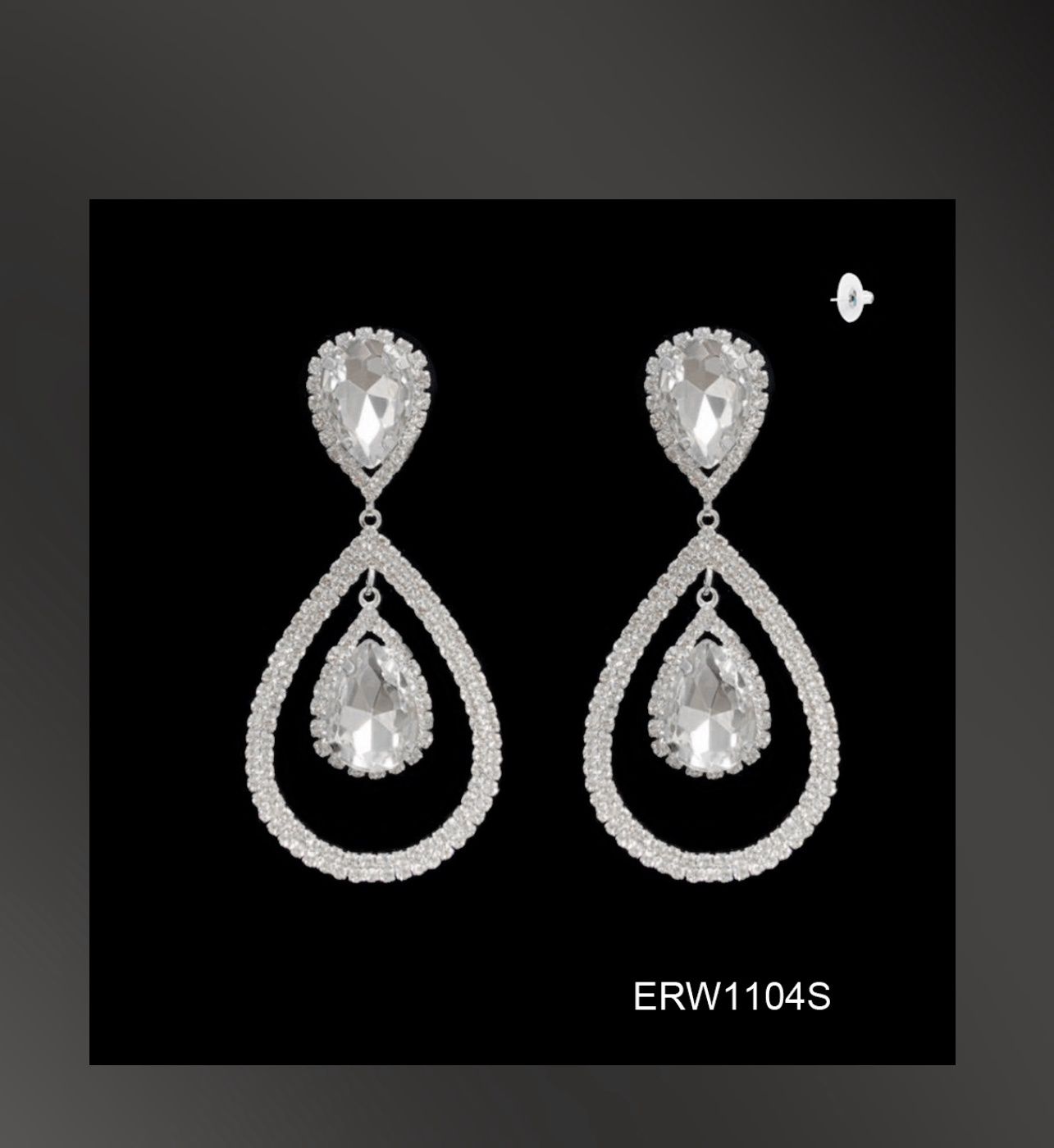 3&quot; Silver Rhinesone Post Earrings