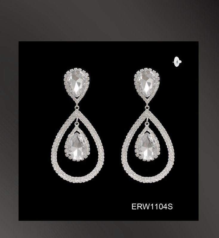 3&quot; Silver Rhinesone Post Earrings