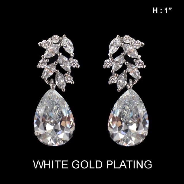 Silver Tear Drop Cubic Earrings