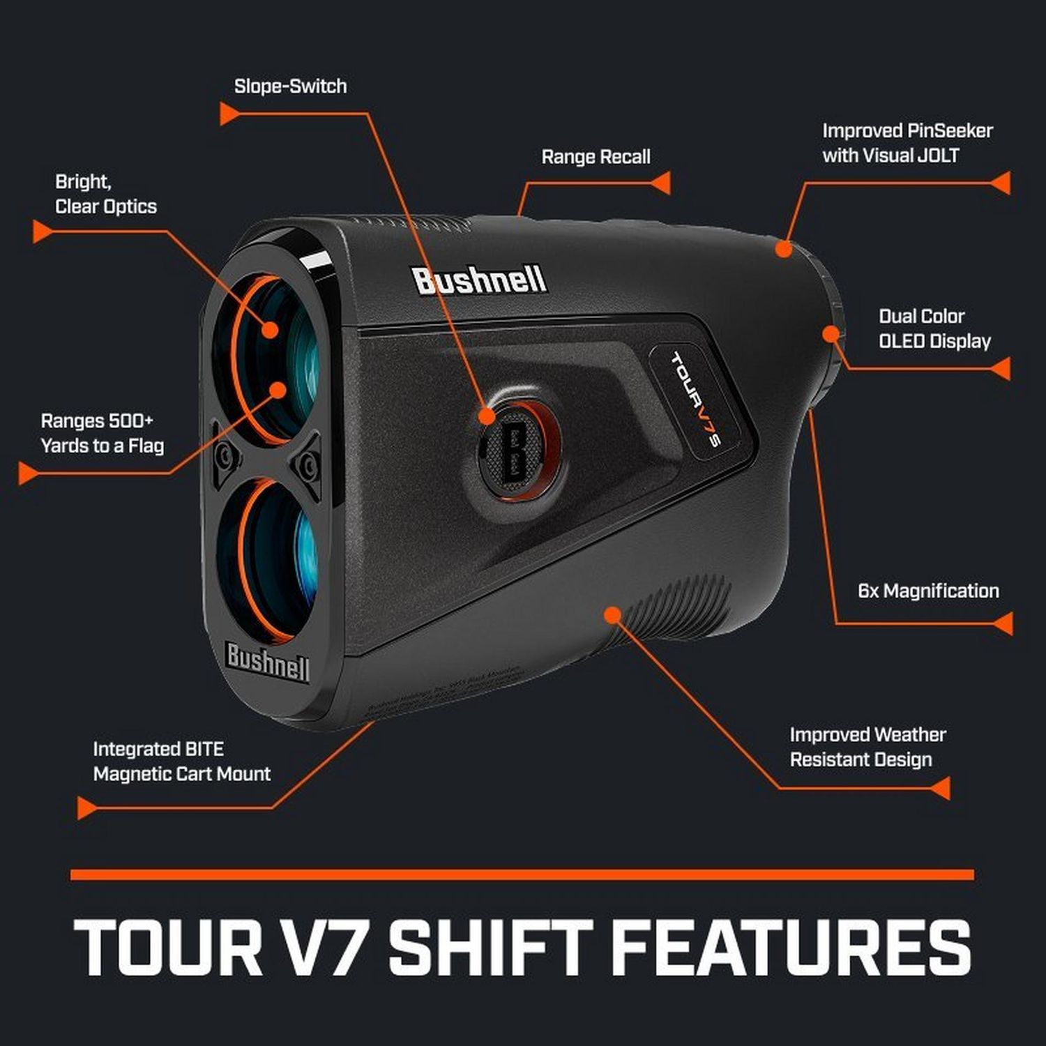 Bushnell Tour V7 Shift Range Finder Blk/Org 202621