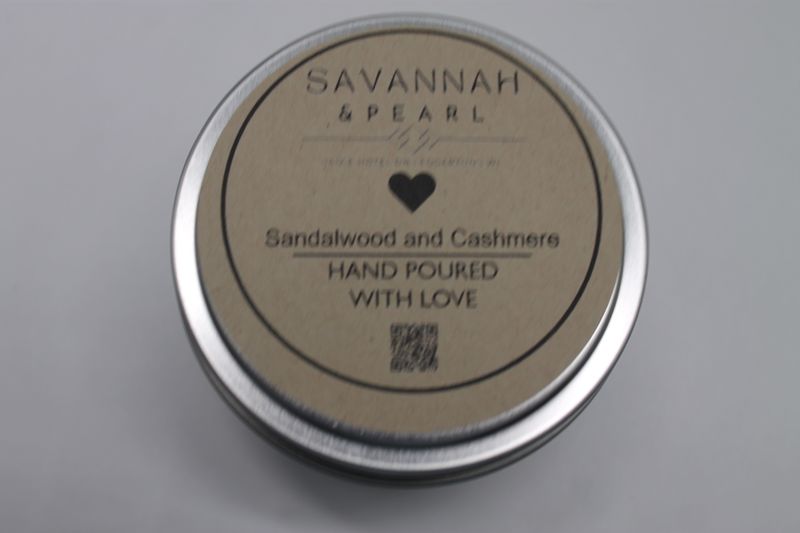 Hand Poured "Sandalwood & Cashmere" Scented 6oz. Candle Tin