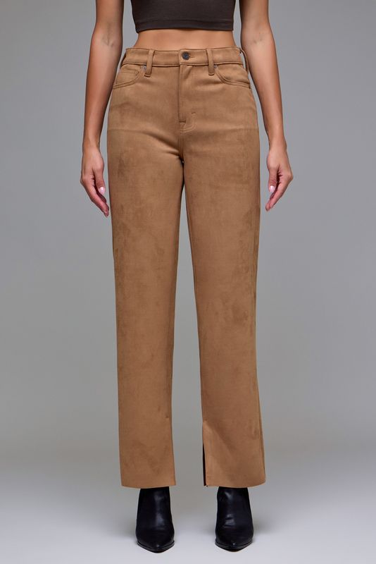 Split Leg Camel Suede Ella Pants