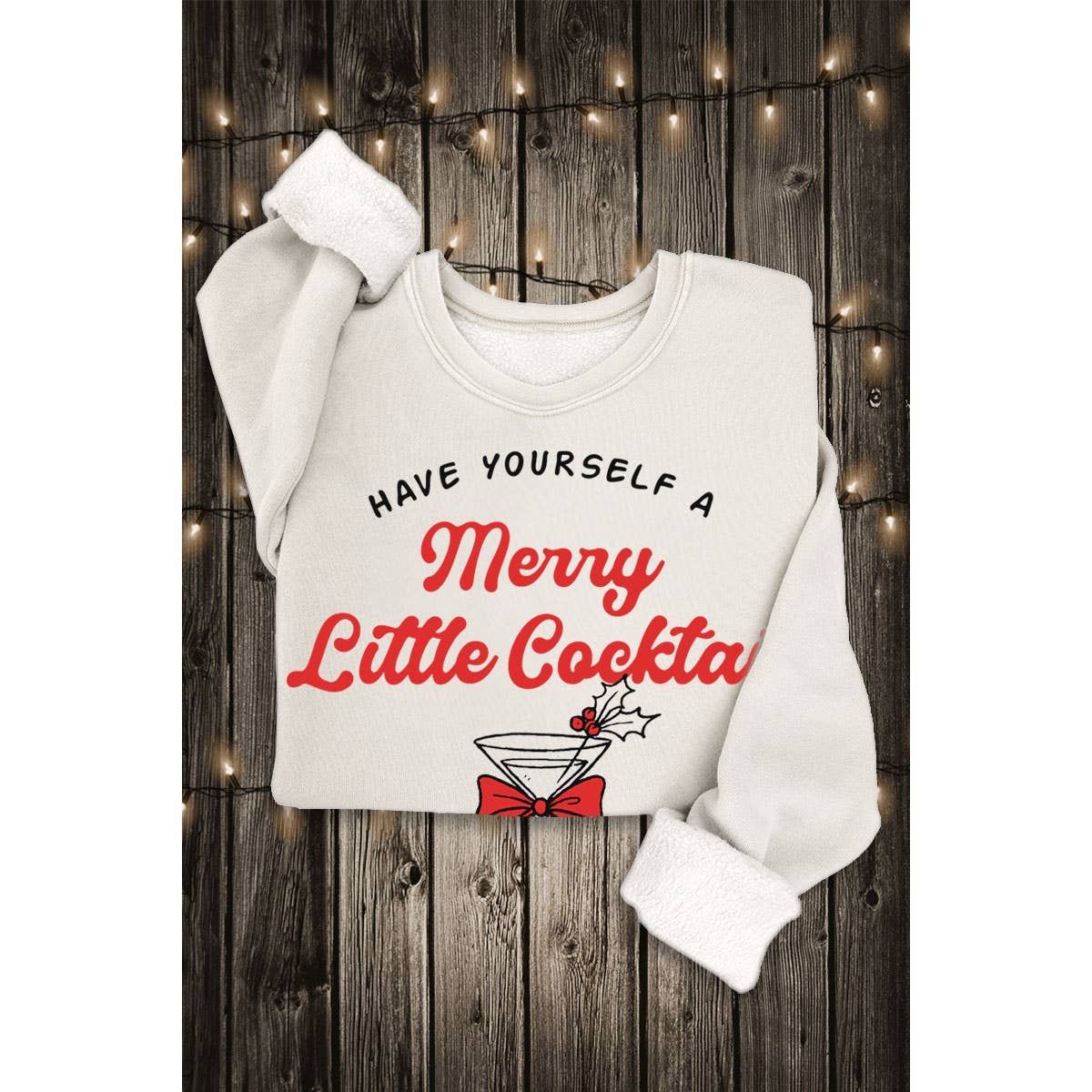 MERRY LITTLE COCKTAIL MINERAL GRAPHIC SWEATSHIRTS MERRY LITTLE COCKTAIL MINERAL GRAPHIC SWEATSHIRTS, Color: White, Size: XL