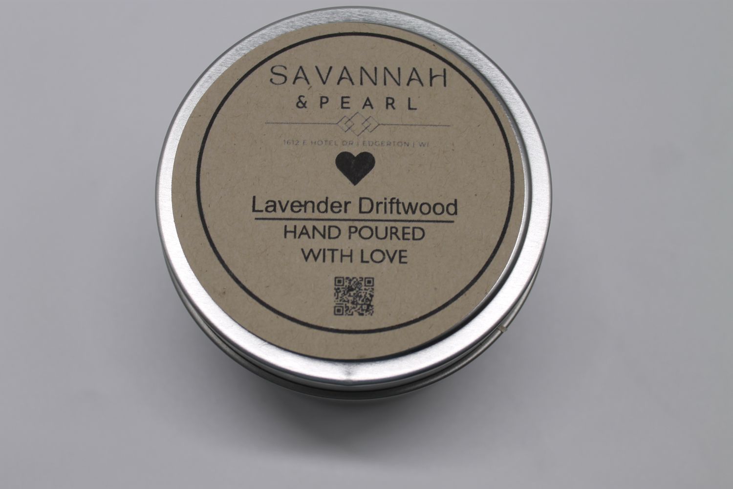 Hand Poured "Lavender Driftwood" Scented 6oz. Candle Tin