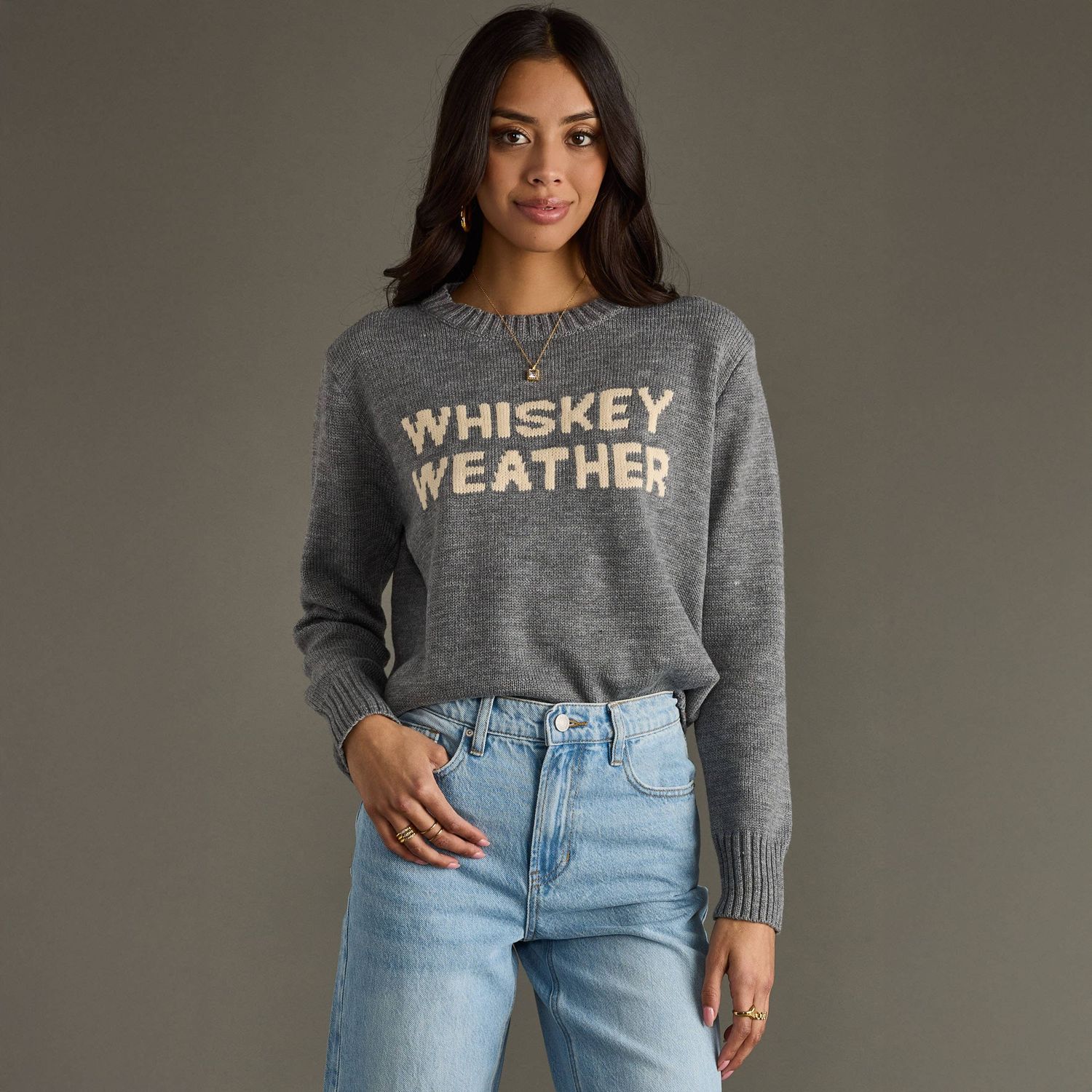 Gray Whiskey Weather Sweater, Sizes: Small
