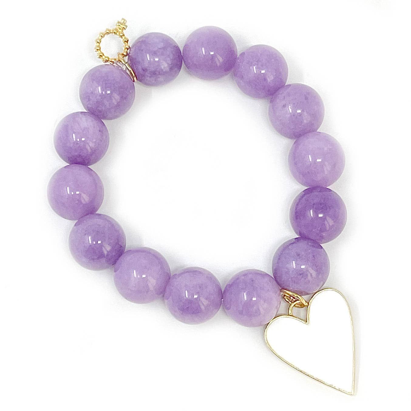 Wisteria Agate with White Enameled Heart