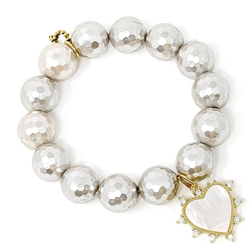 Faceted Mother of Pearl paired with Mother of Pearl Heart