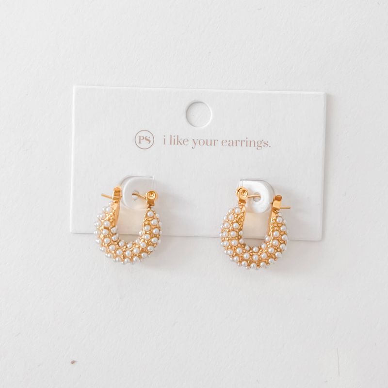 Hailey Huggie Pearl Earrings WATERPROOF Wholesale