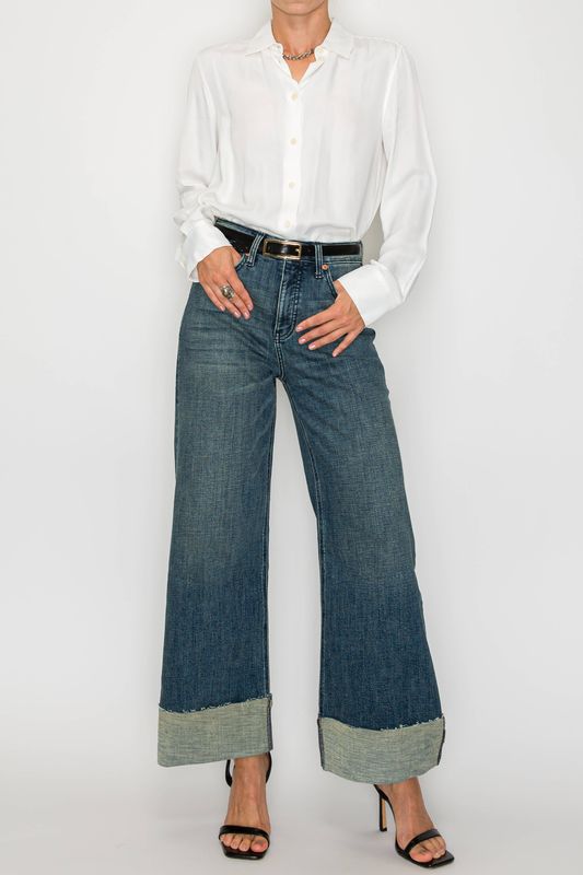 INSEAM TRANSFER TUMMY CONTROL HIGH RISE WIDE LEG JEANS