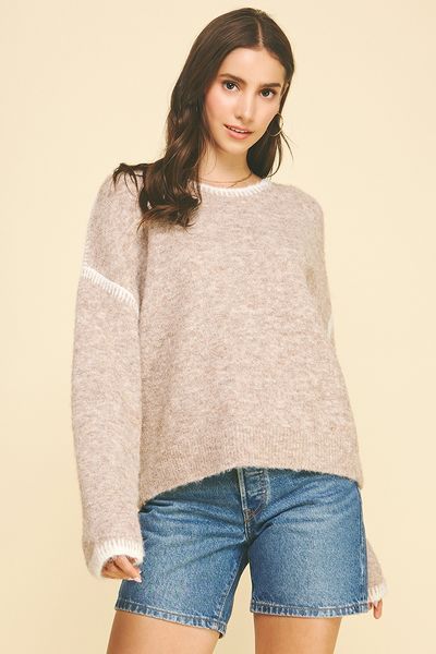 Whip Stitch Crew Neck Sweater