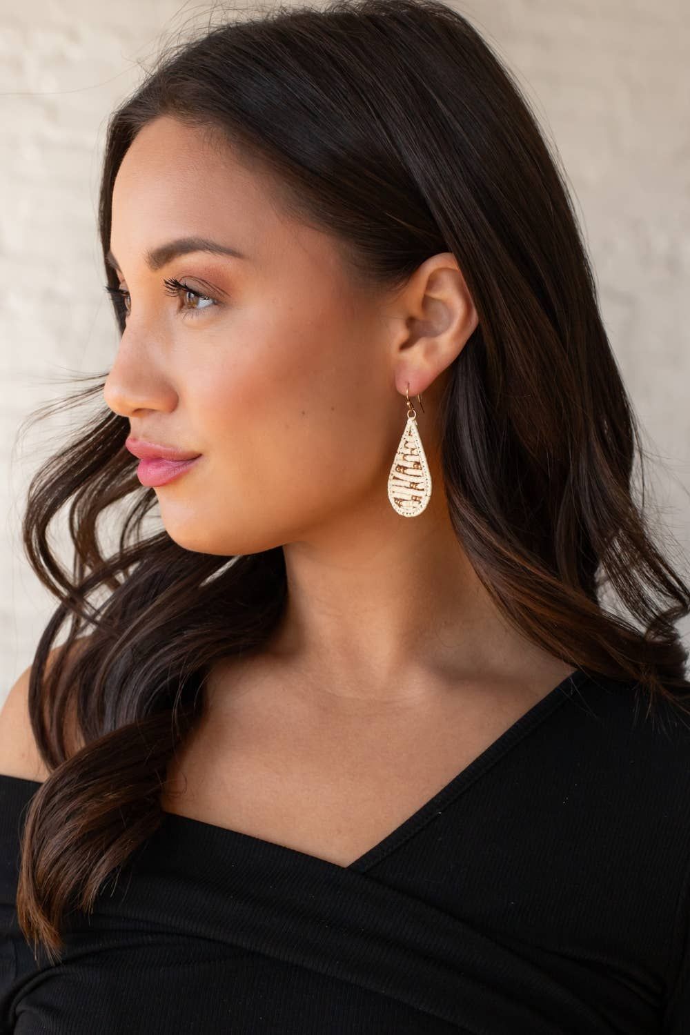 Ivory & Gold Beaded Earrings