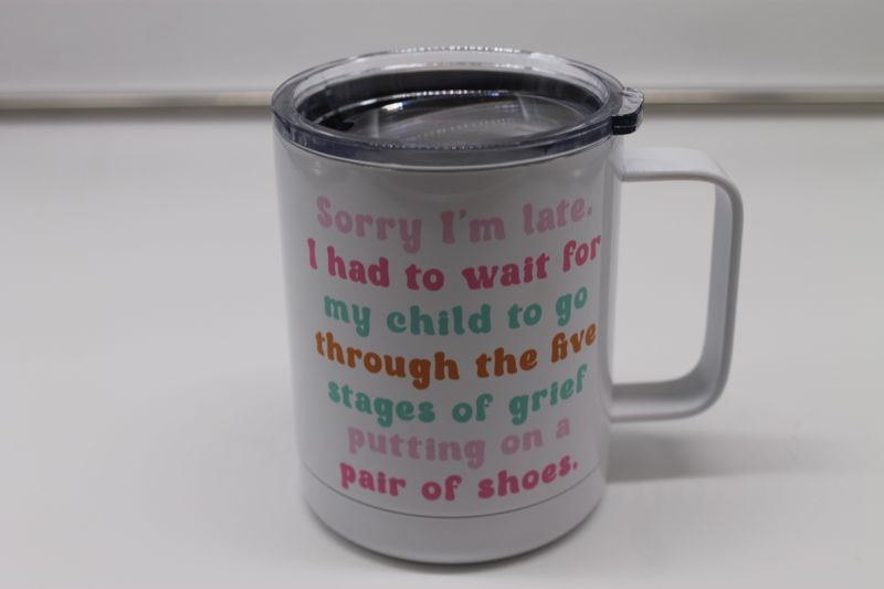 Five Stages of Grief Funny Mom Travel Cup With Handle
