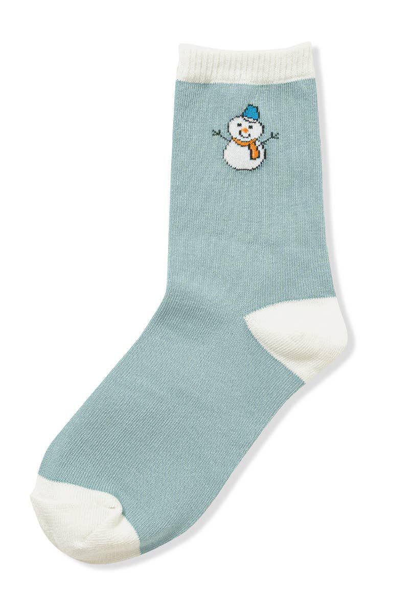 Snowman Socks, Size: OS, Color: BLUE GREY-174023