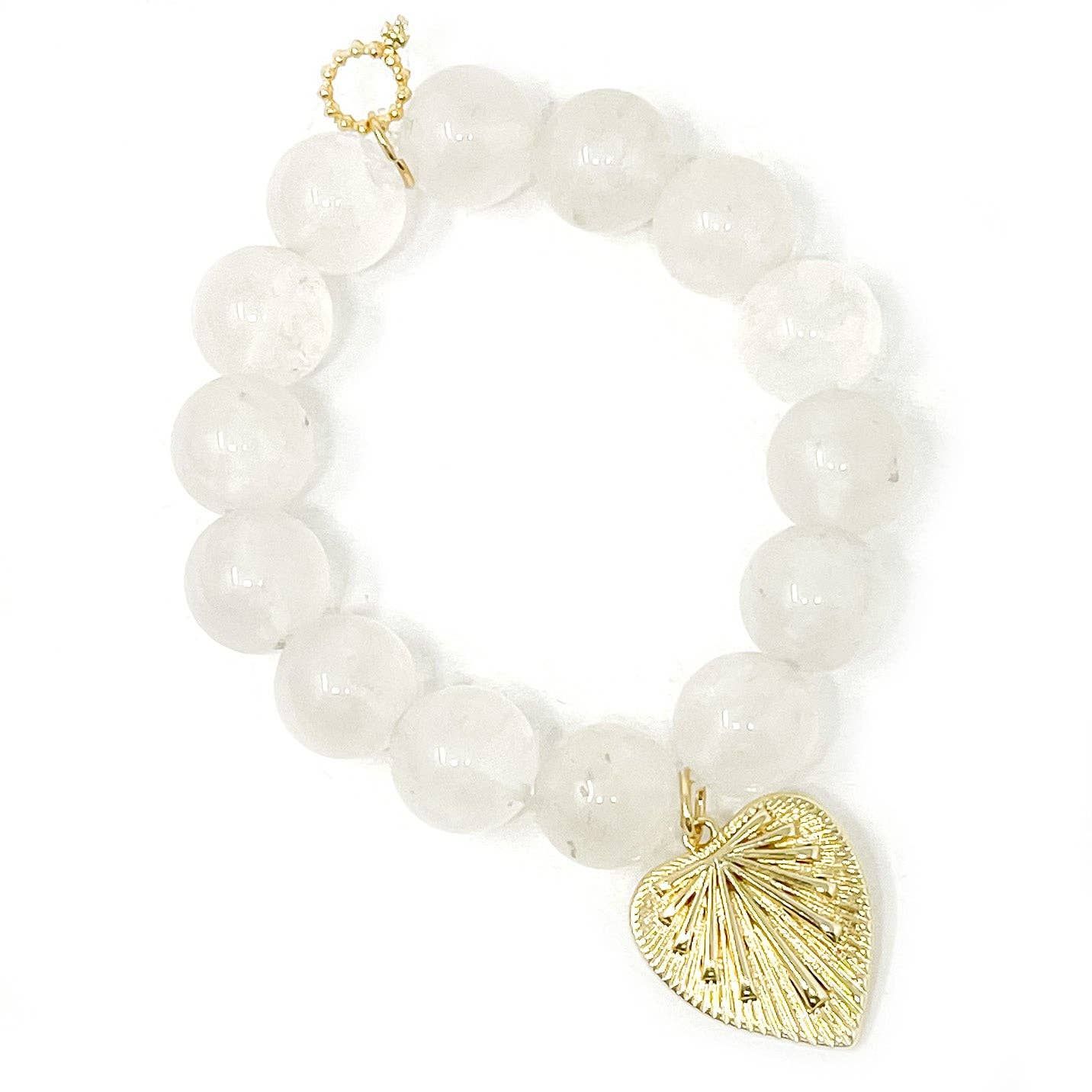Salt Water Jade with Gold Rays of Love Heart