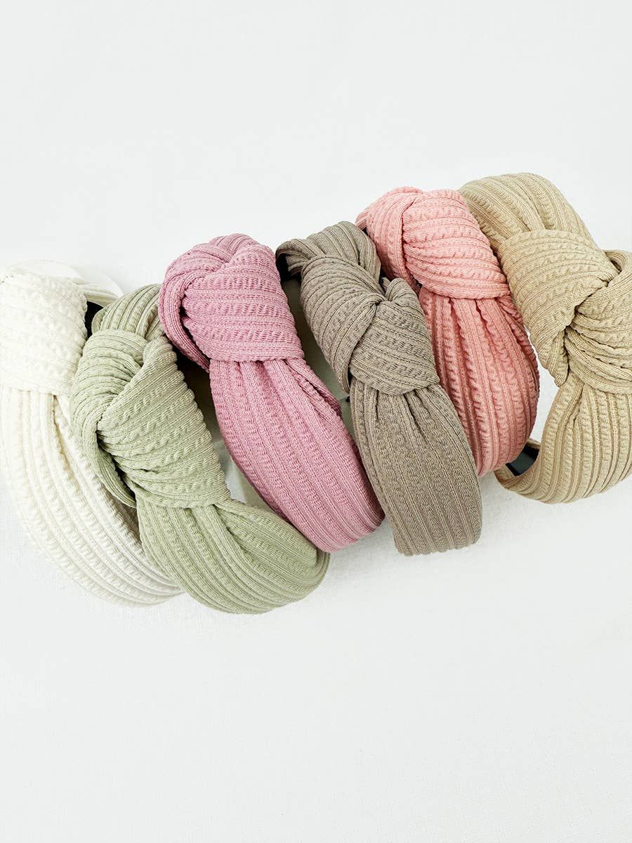 Ribbed Knotted Headband, Color: Blush