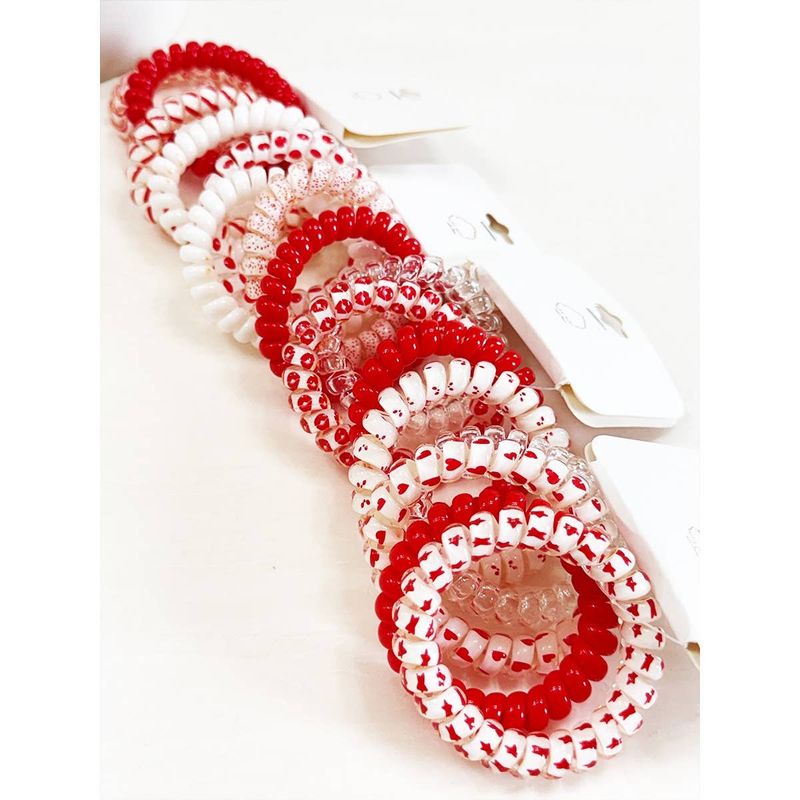 Red Color Theme mixed Spiral Hair Ties