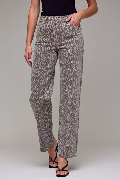 Ella High Rise Classic Straight, Cheetah Print, Size: 15 (31)