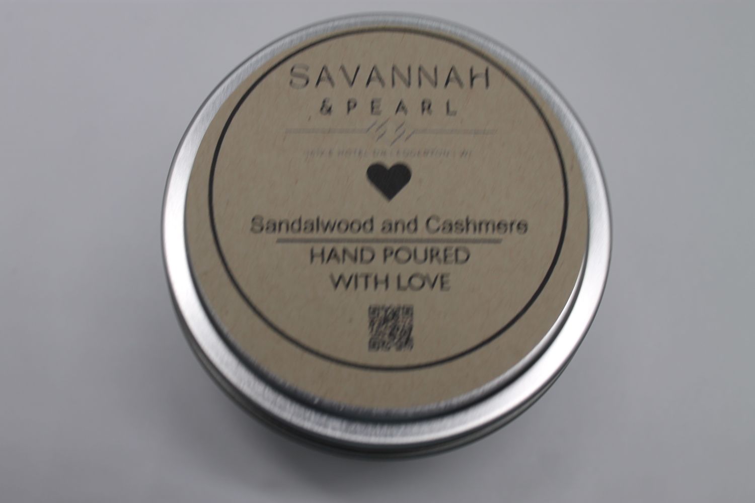Hand Poured "Sandalwood & Cashmere" Scented 6oz. Candle Tin