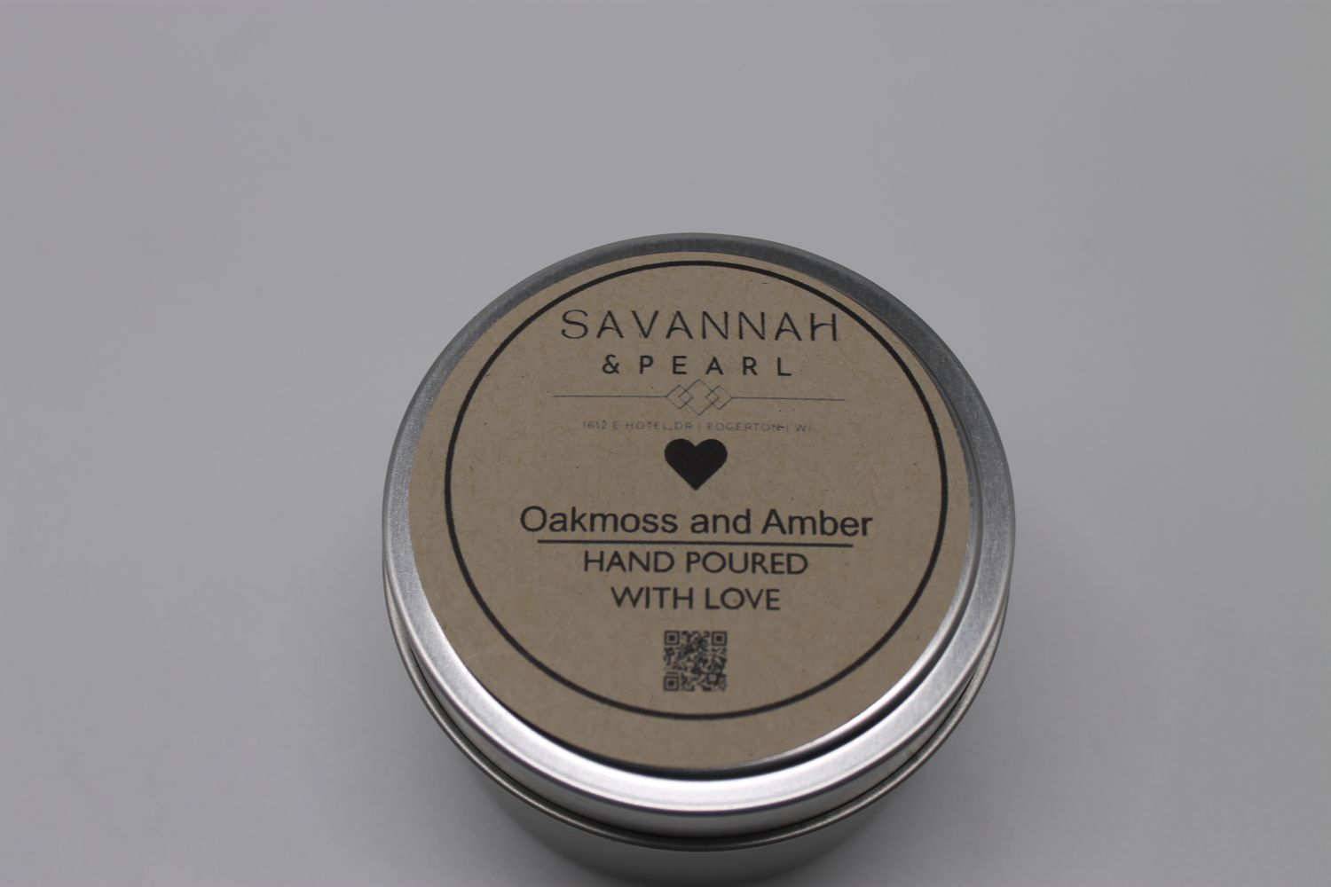 Hand Poured "Oakmoss & Amber" Scented 6oz. Candle Tin