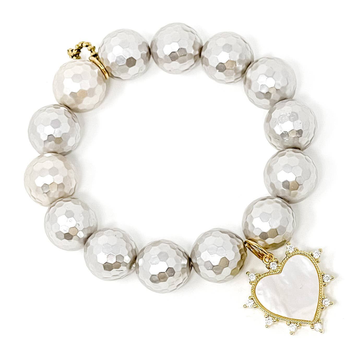 Faceted Mother of Pearl paired with Mother of Pearl Heart