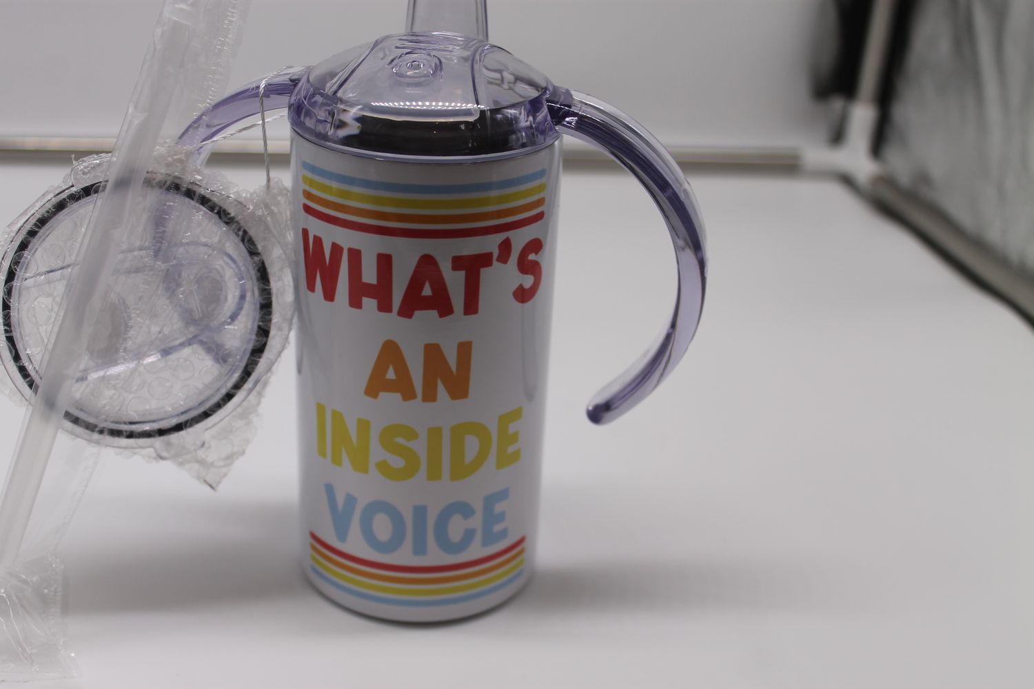 Inside Voice Funny Kids Stainless Steel Short Travel Cup