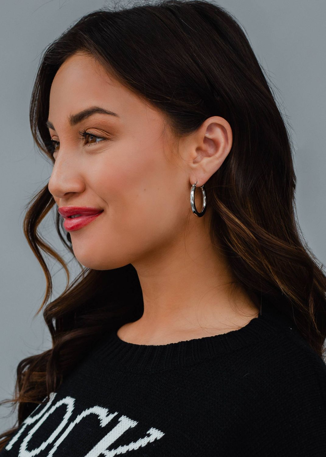 Silver Medium Hoop Earrings