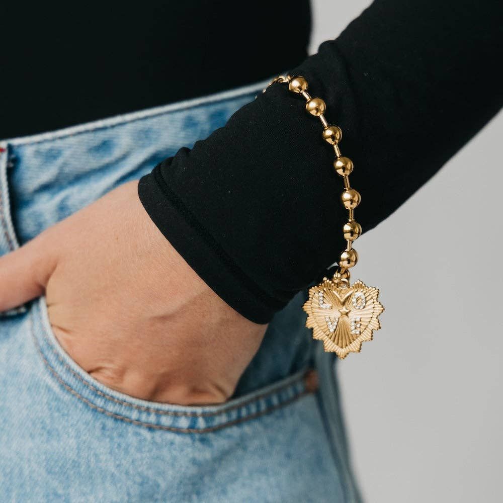 Sunburst Heart Love Beaded Bracelet - WATERPROOF